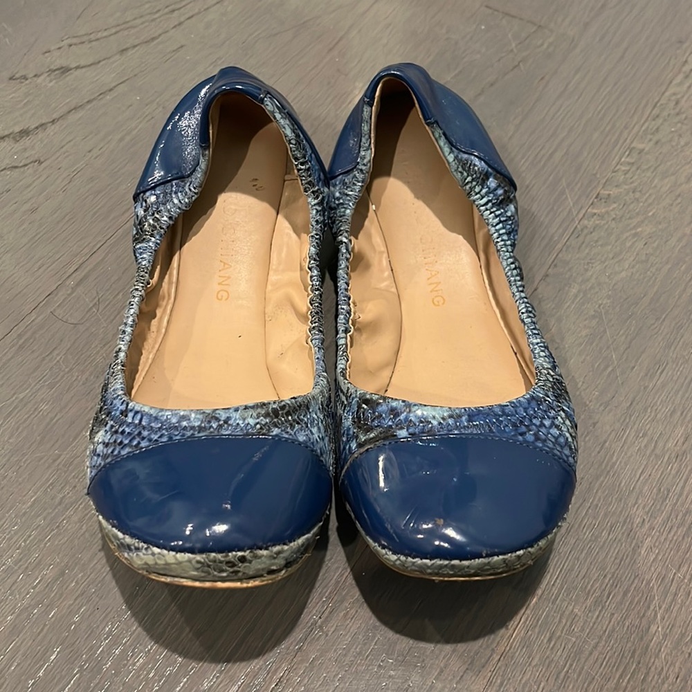 Arturo Chiang Blue Snakeskin Ballet Flats